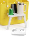 Foldable Side Table Cup Holder Tray Designed for Bogg Bag X-Large Perforated Totes, White 3D Printed PETG Drink Holder with Phone Slot, Compatible with Select Stanley Tumblers