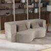 Foldable Sofa Bed, Sleeper Sofa, 75 Inch Convertible Couch, Memory Foam and Fur Upholstery, Compressed Sponge 3-Seat Sofabed with 2 Pillows for Living Room, Apartment