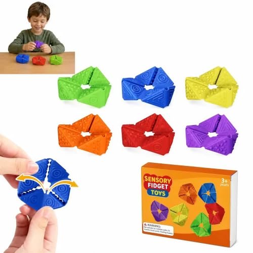 Folding Fidget Toy, Cube Fidget Toys for Kids, Quiet Sensory Fidget Cube for Anxiety Relief and Focus Support, Textured ADHD Toy for Classroom, Homework, Travel and Calm Down Corner