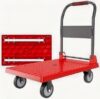Folding Flatbed Trolley Cart - Portable Hand-Pulled Transport Trailer for Easy Loading, Storage, and Mobility - Multi-Function Utility Vehicle