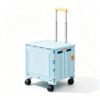 Folding Rolling Crate Cart with Retractable Handle & 4 Wheels