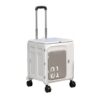 ＡＷＨＡＯ Folding Utility Cart with Lid Heavy Duty Foldable Rolling Crate Folding Cart with Lid for Camp, White Gray