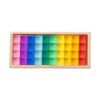 Fonowx 60 Pieces Rainbow Building Blocks Acrylic Gemstone Cubes Stacking Game Toy with Wooden Storage Box Suitable for Children Learning Centers, 40pcs