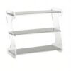 Fonowx Acrylic Display Shelf Stainless Steel Rack Tiered Organizer Countertop Stand Storage Riser with Clear Panels Neat Sorting for Cups and Jars Suitable, Silver