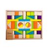 Fonowx Geometric Wood Blocks Wood Blocks Build, Stack and Create Stacking Game Early Educational for Birthday Children