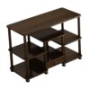 Fonowx Multilayer Desktop Rack Floor Table with Drawer Wooden Tea Table Desk Organizer for Home Books Plants Documents