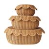 Fonowx Simulated Rattan Woven Baskets Storage Bins with Lid Home Decor Bread Basket Decorative Boxes for Living Room Closet