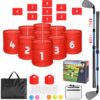 FOOING 9 Hole Folding Bucket Golf Set – Outdoor Game for All Ages, Adults, Kids & Family – Play on Yards, Beach, Park, Backyard – Includes 2 Adjustable Clubs & 6 Pickleballs