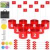 FOOING Golf Game, 9 Hole Yard Game for Adults Outdoor/Indoor, Durable Plastic Battle Backyard Golf Set with Balls, Flags & Frisbee – for Lawn, Beach, Camping, Park (Red, Large, No Clubs)