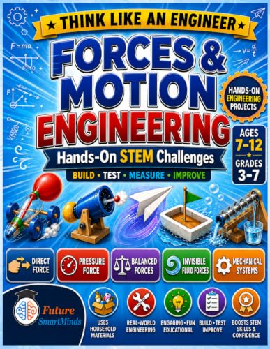 Forces and Motion Engineering: Hands-On STEM Projects for Kids Ages 7–12: Build, Test, Measure, and Improve Cars, Air Pressure, Flight, Boats, and Water-Lifting Systems (Think Like an Engineer)