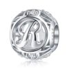 FOREVER QUEEN Letter Initial A-Z Alphabet Charm Dangle for Bracelet Necklace, 925 Sterling Silver CZ Beads Personalized Jewelry Gift for Men Women