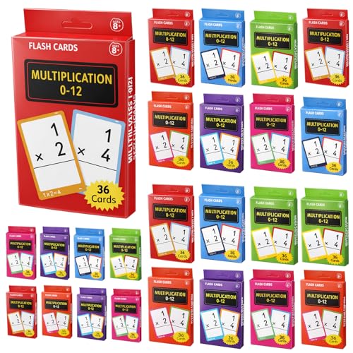 ForraFun 1296 pcs 36 Set Multiplication Flash Cards for 3rd 4th 5th Grade, All Facts 0-12 Times Tables with Visual Aids & Mastered Review Sorting for Homeschool Classroom Supplies
