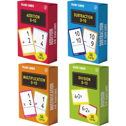 ForraFun 864 Pcs 24 Set Mixed Mathematics Flash Cards - Fractions, and Mathematics Flash Cards with Visual Aids Mastered & Review Sorting for Homeschool Supplies Kids 3rd 4th 5th Grade