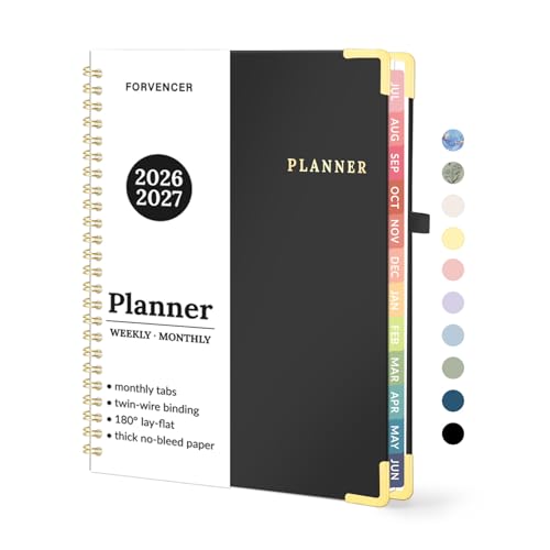 Forvencer Academic Planner 2026-2027, July 2026-June 2027 Weekly & Monthly Hardcover Calendar Planner, 6" X 8", Daily Agenda Book, School Office Notebook College Teacher Student Organizer A5, Black