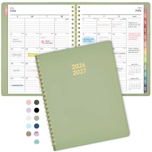 Forvencer Planner 2026-2027, Academic Planner Weekly & Monthly, Vegan Leather Cover Calendar Planner, July 2026 - June 2027, 8.5" x 11", Daily Agenda with Tabs, Student Teacher Planning Organizer