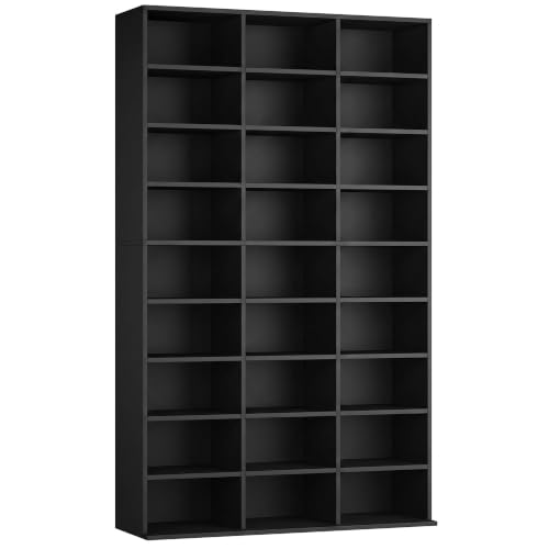 FOTOSOK 75" H Triple Wide Bookshelf and Bookcase, 9 Tier Tall Bookshelf with 27 Open Display Shelves, Large Bookcase Tall Book Shelf DVD/CD Media Storage Book Case for Living Room, Black