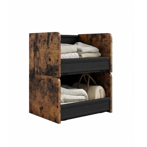 FOUCSSOMEI 2-Tier Stackable Closet Organizer and Storage Stackable Shelves – Heavy-Duty Darwers Wood & Metal, Easy Assembly, Space-Saving Vertical Storage for Bedroom, Closet, Patent Design