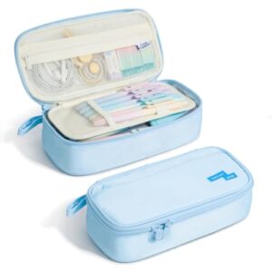 Four Candies Pencil Case,Large Capacity Pencil Pouch—Portable Marker Holder Bag for Home & Office, Soft Supply Organizer (Blue)