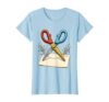 Fourth Grade Scissors Cutting Dotted Line Design T-Shirt, Women, Baby Blue, Small