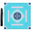 FOUXTEL Extra Large Mahjong Table Mat - 31.5"x31.5" Non-Slip Noise Reduction Rubber Gaming Mat for Poker, Board Games, Dominoes & Tile Games, Waterproof & Foldable Blue Game Surface Mat