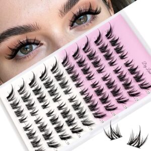 Fox Eye Lash Clusters Self Adhesive No Glue Anime Cat Eyelash Natural Individual Lashes 80pcs Fluffy Eyelashes Clusters 10/11/12/13mm MIX Wispy Volume Eyelash Extensions Manga Lashes Extension
