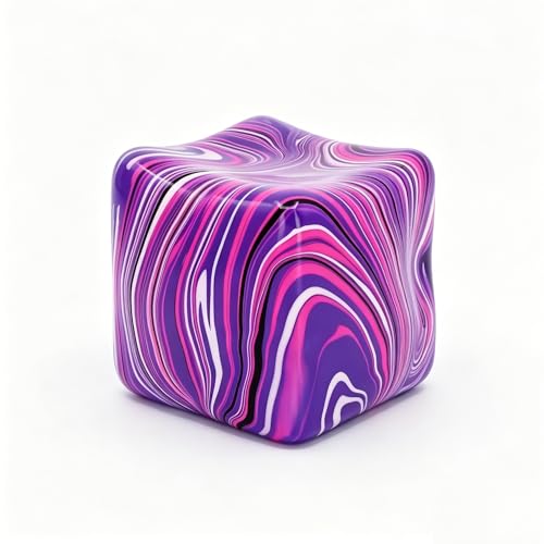 FoxVilla Sensory Swirl Stress Relief Cube, Marble Pattern Squishy Fidget Toy, Large 2.2 Inches, for Kids and Adults (Purple)