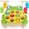 FQKIOMY Wooden Fishing Games for Kids 3+,Montessori Magnetic Toys Early Fine Motor Skills Learning Color Sorting & Hand-Eye Coordination Magnet Game Easter Basket Stuffers for Toddlers Boys Grils