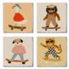 FQOVKYN 4 Pack Framed Paint by Numbers Kit for Kids, Funny Animal Paint by Numbers for Kids Ages 6-12, Easy Acrylic Oil Painting Kits for Home Wall Decoration 8x8 inch