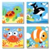 FQOVKYN 4 Pack Paint by Numbers Kit for Kids with Frame, Cute Marine Animals Kids Paint by Numbers Ages 4-6-8, Easy DIY Acrylic Oil Painting by Number for Gift Home Wall Decor(8x8 inch)