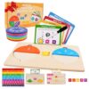 Fraction Manipulatives for Kids, Wooden Fraction Tiles, Fraction Circles & Fraction Bars, Montessori Math Manipulatives with 36 Activity Cards, Compare Fractions, Addition & Subtraction, Grade 1-4