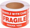 Fragile Stickers 2" x 3", Handle with Care Labels, Permanent Adhesive Small Shipping Stickers for Mailing, Packing, Personal Moving & Small Packages (1roll 500 Pcs)