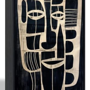 Framed Abstract Face Canvas Wall Art Black and Beige Minimalist Line Painting Picture Wall Decor Boho Neutral Minimalist Poster Print Artwork for Living Room Study Bedroom Home Decoration 12x16in