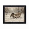 Framed Canvas Wall Art Classical Oil Painting Vintage Sleigh in Snow Muted Sepia Cream Slate Canvas Print Poster Black Frame Wall Decor for Living Room Rustic Art, Holiday Decor - Inch 12x16