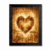 Framed Canvas Wall Art Ethereal Radiant Heart Amber and Gold Scratched Texture Canvas Print Poster Black Frame Wall Decor for Living Room Office Spiritual Art, Modern Decor - Inch 8x10