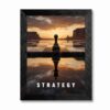 Framed Canvas Wall Art Modern Chess Strategy Pawn to King Monochrome Accents Gold Hour Lighting Canvas Print Poster Black Frame Wall Decor for Office Study Motivational, Business Art - Inch 16x20