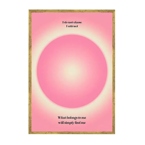 Framed Canvas Wall Art Pink Aura Gradient Motivational Quote Poster Art Print Paintings Pictures Aesthetic Trendy Wall Decor for Living Room Bedroom Dorm Apartment Office Decor (Framed,24W X36L)