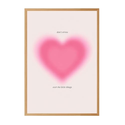 Framed Canvas Wall Art Pink Aura Heart Motivational Quote Art Print Poster Paintings Pictures Prints Aesthetic Trendy Wall Decor for Bedroom Living Room Dorm Apartment Decor (Framed,16L X24W)