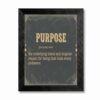Framed Canvas Wall Art Vintage Purpose Definition Distressed Slate Gray and Cream Typography Canvas Print Poster Black Frame Wall Decor for Office Study Motivational, Dictionary Print - Inch 8x10