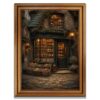 Framed Cozy Autumn Herb Shop Street Poster Canvas Print Art Vintage Rustic Wall Art Painting Pictures Wall Decor Exquisite Art Print Home Decor for Living Room Bedroom (Retro Framed,12" Lx16 W)