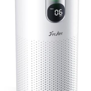 FreAire Air Purifiers for Home Large Room Covers up to 1800Ft², VisionAir 20dB Sleep Mode for Bedroom, with Real-Time AQI & PM2.5 Display,360°Intake&Outlet Air Cleaner Pet-Friendly HEPA,HAP606,White