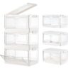 Freebat Stackable Plastic Storage Bins with Lids, Foldable Closet Organizers and Storage, 3 Drawer Storage Organizer，Clear Stackable Containers for Wardrobe,Bedroom,Office,Dorm