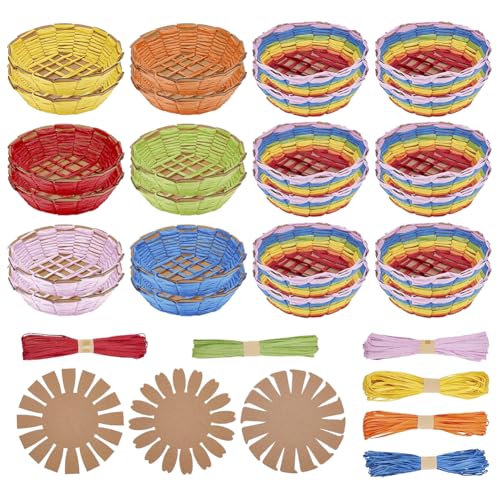 FREEBLOSS 24 Set Basket Weaving Project Introductory Sewing for Beginners Arts and Crafts Projects with Video Tutorials Basket Making Kit for Easter Eggs Gifts