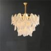 French Court Style Luxury Glass & Pearl Chandelier Cloudy Textured Pendant Light Hanging Lamp,Pretty
