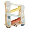 Freniland Wooden Car Ramp Toy with 4 Mini Cars, Montessori Toddler Toys for 1 Year Old Boys Girls, Wooden Race Track Set, Car Toys for Toddlers 1-3, First Birthday, Age 18+ Months