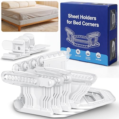 Freshvive Sheet Holders, 8Pcs Secure Bed Sheet Holders for Corners & Sides with Heavy Duty Bed Lock, Keep Sheets Firm & Tight, No More Loose Bedding, Universal Fit, Easy Installation
