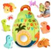 FREYBLI Baby Toys 6-12 Months - Soft Dinosaur Egg Toy with Rattle, Crinkle Paper, Squeaker, Mirror - 6 Month Old Baby Toys Boy Girl Gifts, Baby Sensory Montessori Toys for 6 Month Old Infant Toys
