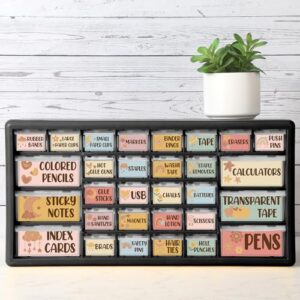 Frienda 84 Pcs 4 Sheet Toolbox Labels for Teacher Classroom Tool Box Storage Stickers Teacher Drawer Tag Colorful Classroom Decor for Back to School Organization(Retro Boho)
