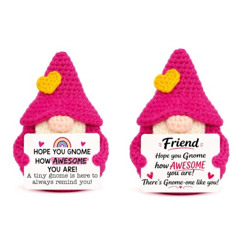 Friend Friendship Gifts for Women - Back to School Gifts for Students Funny Crochet Gnome Gifts for Bestfriend Best Friend Friends Female Work Bestie BFF Girls Birthday Friendsgiving Christmas