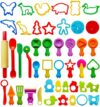FRIMOONY Dough Tools Set for Kids, Various Plastic Molds, Assorted Colors, 45 Pieces