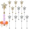 Frinnovan, Beadable Cup Charms with Adhesive Grip Hook Heart Shaped Buckle Accessories for Tumblers Handle Cup Metal Blank Bar Chains Wire Water Bottle Jewelry Making Blank Beaded DIY Craft (Rhinestone Star Gold/Silver, 12 Packs)